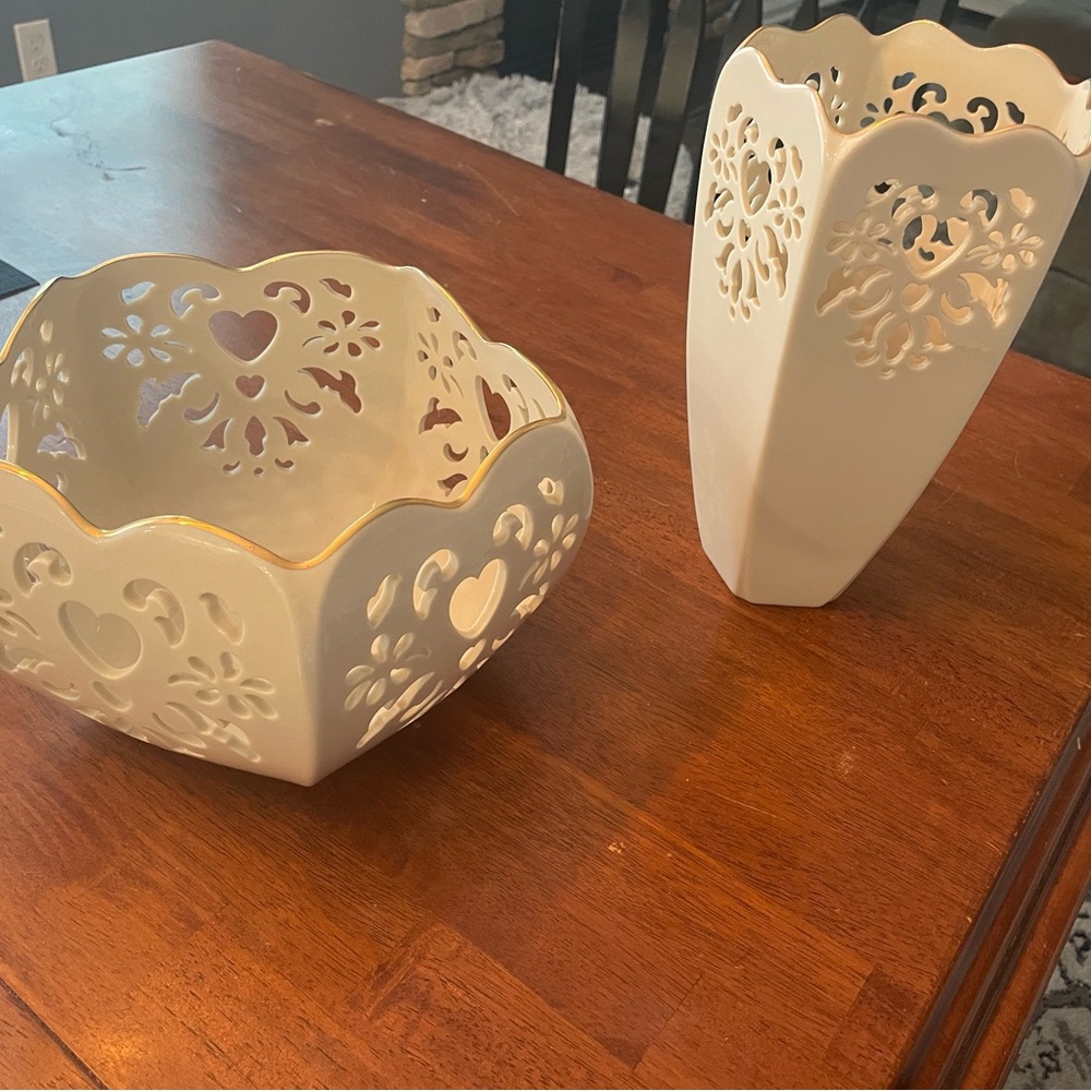 Lenox eternal hearts vase and bowl.